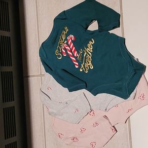 Long sleeve candy cane onesies 6-12 month Bundle